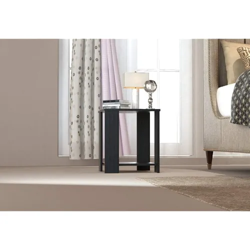 Image of MAMTA Decoration MDF Wood Bedside End Table with Storage Shelf for Bedroom 