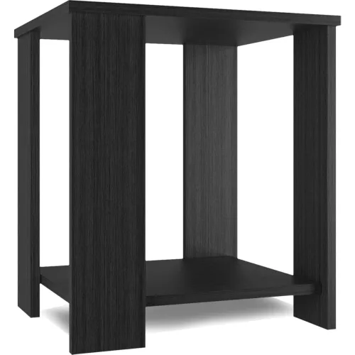 Image of MAMTA DECORATION MDF Wood Bedside End Table for Bedroom Living Room Wooden Nightstand Sofa Side Table with Storage Shelf
