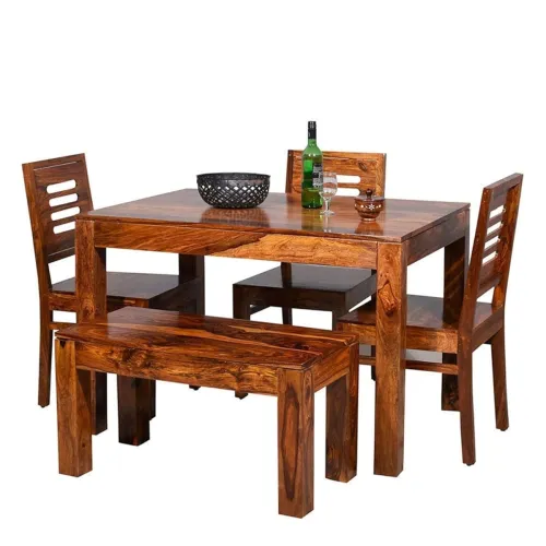 Image of MAMTA DECORATION Sheesham Wood 4 Seater Dining Table Set