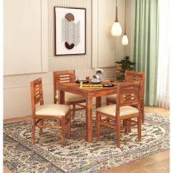 MAMTA Decoration Sheesham Wood 4 Seater Dining Table with 4 Cushioned Chairs