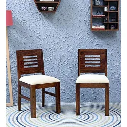 Mamta Decoration Solid Sheesham Wood Dining Chairs for Home and Office | Teak Finish | Set of 2