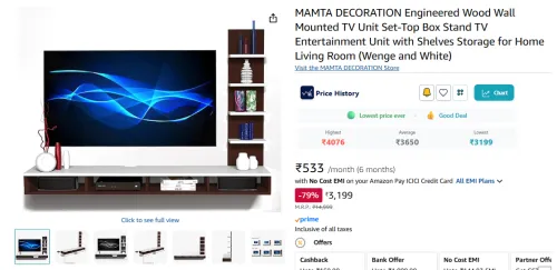 Image of Mamta Decoration Wall Mounted TV Unit – Wenge & White