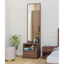 MAMTA DECORATION Engineered Wood Dressing Table with Mirror & Drawer Storage Wooden Vanity Table for Bedroom, Living Roo