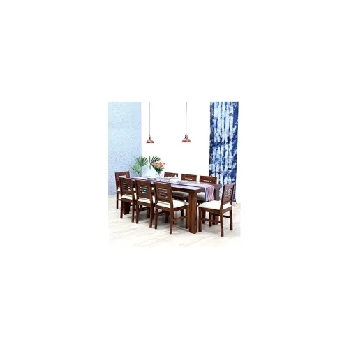 Image of Mamta Sheesham Wood 8-Seater Dining Table Set – Provincial Teak Finish