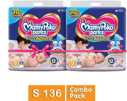Image of MamyPoko Extra Absorb – Size S (136 Pieces)