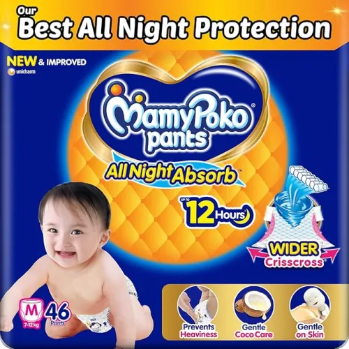 Image of MamyPoko Pant Style Baby Diapers Medium, 46 Count
