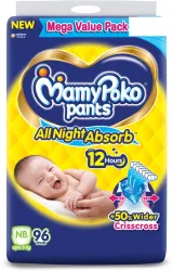MamyPoko Pants All Night Absorb NB96 - New Born  (96 Pieces)