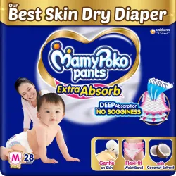 MamyPoko Pants Extra Absorb Baby Diapers (Medium, 28 Count)