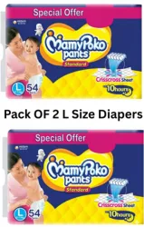 MamyPoko Pants Standard Diaper With Crisscross Absorption Large Size - L (108 Pieces)