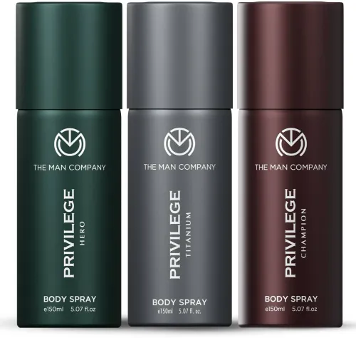 Image of THE MAN COMPANY Privilege Hero, Titanium & Champion | Long-Lasting Deodorant Spray - For Men (450 ml, Pack of 3)