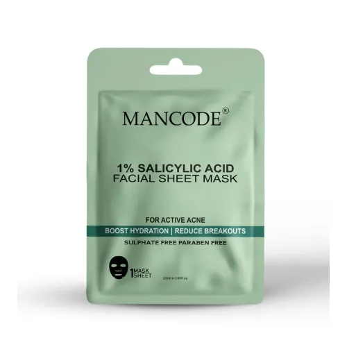 Image of Mancode 1% Salicylic Acid Facial Sheet Mask 25ml 