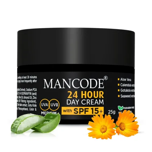 Image of Mancode 24 Hours Day Cream for Men SPF 15+ Sun Tan Protection.