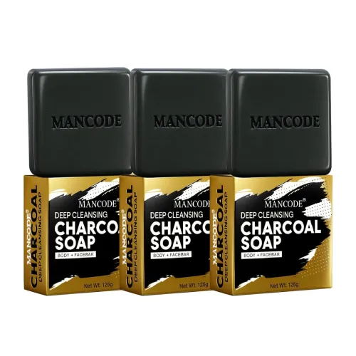 Image of Mancode Activated Charcoal Soap - 125gram | Treats Oily Skin | Refreshing | Black Color Bar Soap |