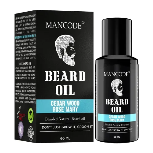 Image of Mancode Beard Growth Oil for Men - 60ml More Beard Growth, With Cedarwood & Rose Mary Natural Oils including Vitamin E, 