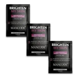 Mancode Brighten My Skin Facial Kit For Men | Salon-Like Glowing Skin In 6 Easy Steps | Improves Skin Texture | Instant Glow | Suitable For All Skin Types - 3 x 58 G (Pack of 3)