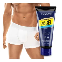 Mancode Intimate Hair Removal Gel for Men – Fast & Painless, Soothing for Unwanted Coarse Pubic Hair, Suitable For All S