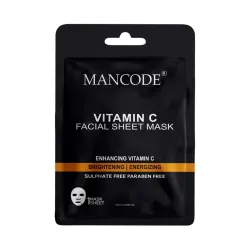 Mancode Vitamin C Facial Sheet Mask 25ml Enhancing Vitamin C Brightening Energizing Pore Reducing, Brightening and Enhances Daily Glow | Korean Sheet Mask for Men Women Sheet Mask Set Combo Pack of 3