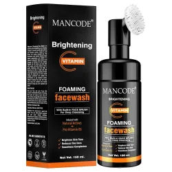 MAN CODE Vitamin C Foaming Face Wash | With Built in Brush Face Wash For Men | Brightens Skin Tone | Reduces Fine Lines | Smoothens Complexion | No Paraben Sulphate Silicone | 150ml