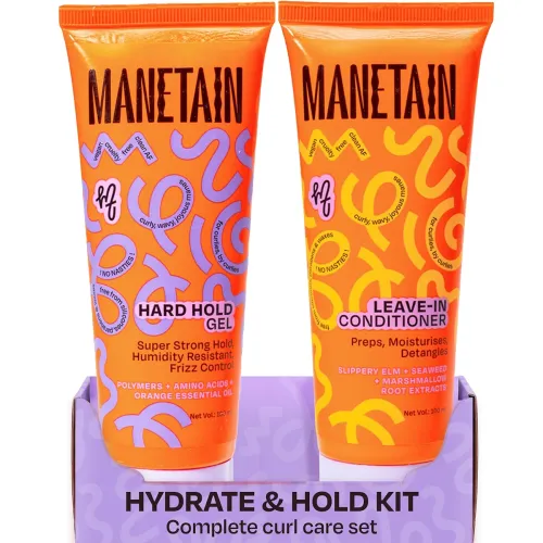 Image of MANETAIN Hydrate & Hold Curl Kit | Leave-in Conditioner 100ml & Hard Hold Gel