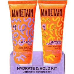 MANETAIN Hydrate & Hold Curl Kit | Leave-in Conditioner 100ml & Hard Hold Gel