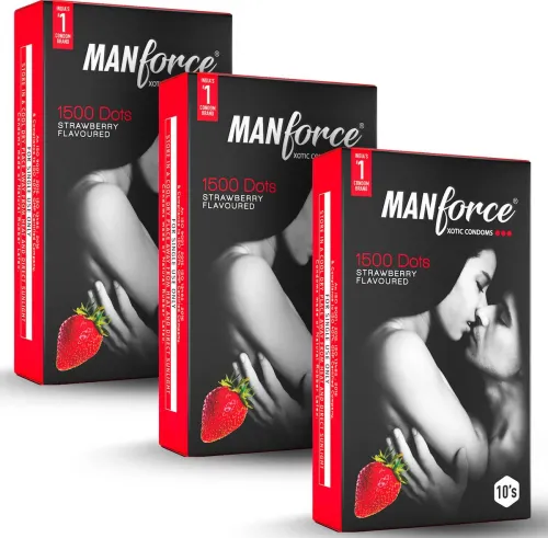 Image of MANFORCE Strawberry Condom (Set of 3, 30 Sheets)