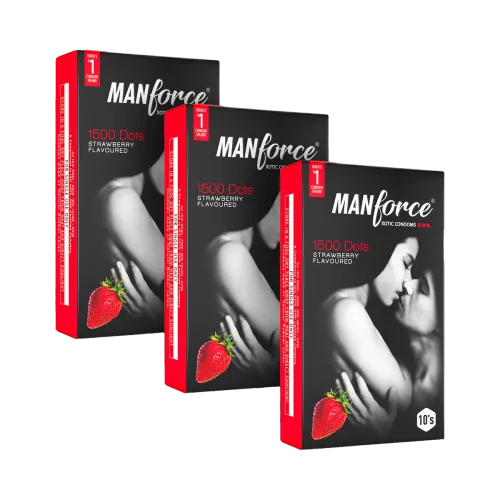 Image of MANFORCE Strawberry Flavour Condom (Set of 3, 30 Sheets)