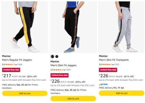Image of Maniac Joggers Upto 80% Off