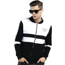 Maniac Mens Color Block Round Neck Zip Jacket