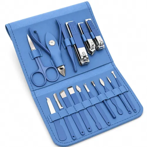 Image of Manicure and Pedicure Grooming Kit with Foldover Case, Multicolor