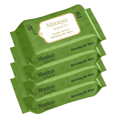 Image of Manisa Beaute Co. Cucumber & Aloe Vera Refreshing Wipes | 100 Wipes * Pack of 4