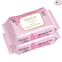 Manisa Beaute Rose Makeup Remover Wipes | 50 Wipes | 2 Pack