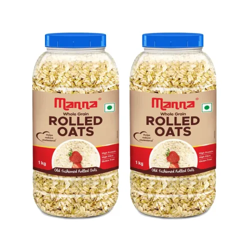 Image of Manna 100% Rolled Oats 2kg | Gluten Free | Traditional Oats | Diabetic Friendly | 100% Wholegrain 1kg (Pack of 2)
