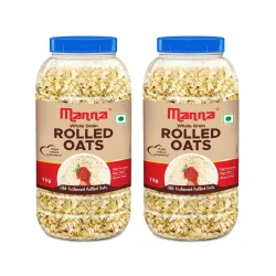 Manna 100% Rolled Oats 2kg | Gluten Free | Traditional Oats | Diabetic Friendly | 100% Wholegrain 1kg (Pack of 2)