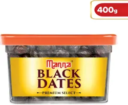 Manna Black Dates - 400g | Select Premium Organic Handpicked Dates | Khajoor | Khajur | Soft Dried Healthy Snack | Soft 