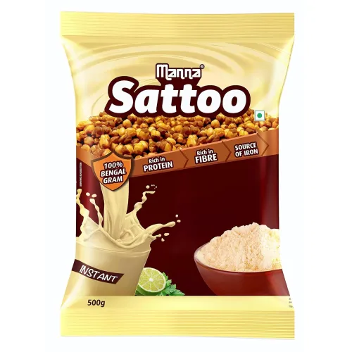 Image of Manna Sattu Powder, 100% Chana Sattu, Sand Roasted and Stone Ground. High Protein from Natural Sources, 500g