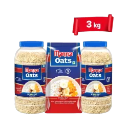 Manna Oats (2Jar+1Pouch) Gluten Free| High Fibre & Protein | Good for Diabetics Plastic Bottle (3 x 1 kg)