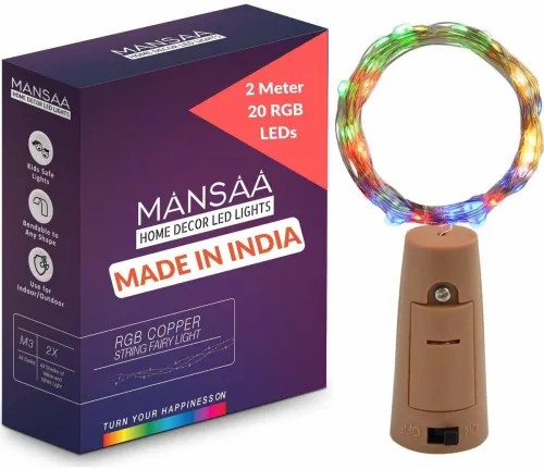 Image of MANSAA 20 LEDs 1.98 m Multicolor String Rice Lights (Pack of 2)