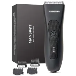 MANSPOT Ball Trimmer for Men, Private Part Hair Trimmer, Pubic Hair Trimmer & Body Groomer, Ceramic Blade, IPX7 Waterproof Wet & Dry, Rechargeable Body Trimmer for Balls, Groin, Legs & Intim...
