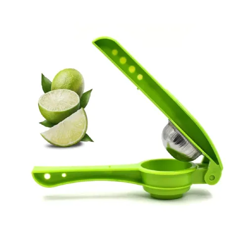 Image of Manual Lemon Squeezer Hand Press Citrus Juicer with Hinged Handles, Metal Press Bowl and Plastic Body
