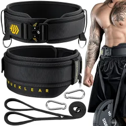 MANUEKLEAR Quick Locking Weighted Belt, Double-Layer Dip for Weight Lifting