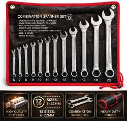 manvi Combination Spanner Set 6mm To 22 mm ,12-Piece Combination Spanner Set 6mm To 22 mm ,12-Piece Double Sided Combina