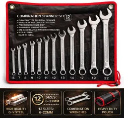 manvi Combination Spanner Set 6mm To 22 mm, (Pack of 12)
