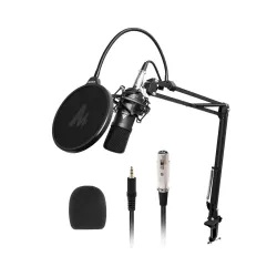 Maono AU-A03 Condenser Microphone Kit Podcast Mic with Boom Arm Microphone Stand (Black)