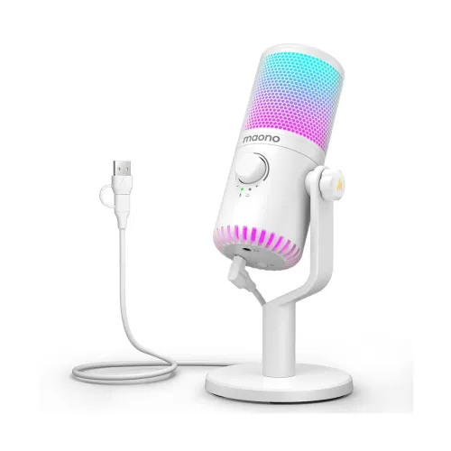 Image of MAONO DM30 White Gaming USB Condenser Microphone RGB