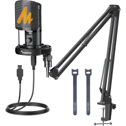 MAONO USB Podcast Mic Setup: All in One Condenser Microphone Kit with Gain Knob
