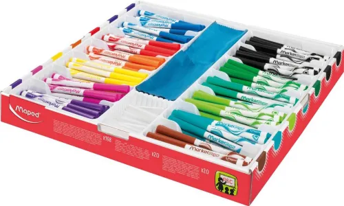 Image of Maped 168 Whiteboard Marker + 20 Cloth + 20 Spare Caps Set (Set of 168, Multicolor)