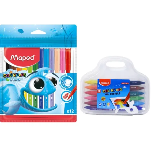 Image of MAPED Colouring Kit - 2Pcs Set Washable Felt Tip Pen X12 Shades