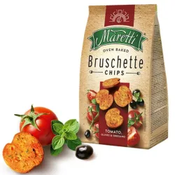 Marettii Bruschette Chips, Tomato Olives and Oregano Flavour, Oven Baked Snacks 70g Pack