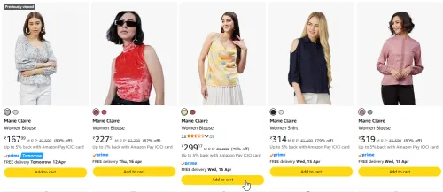 Image of Marie Clarie womens tops upto 79% discount 