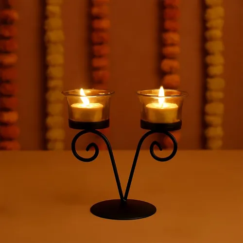 Image of MARKET 99 Metal+Glass 2 Votive T- Light Holder